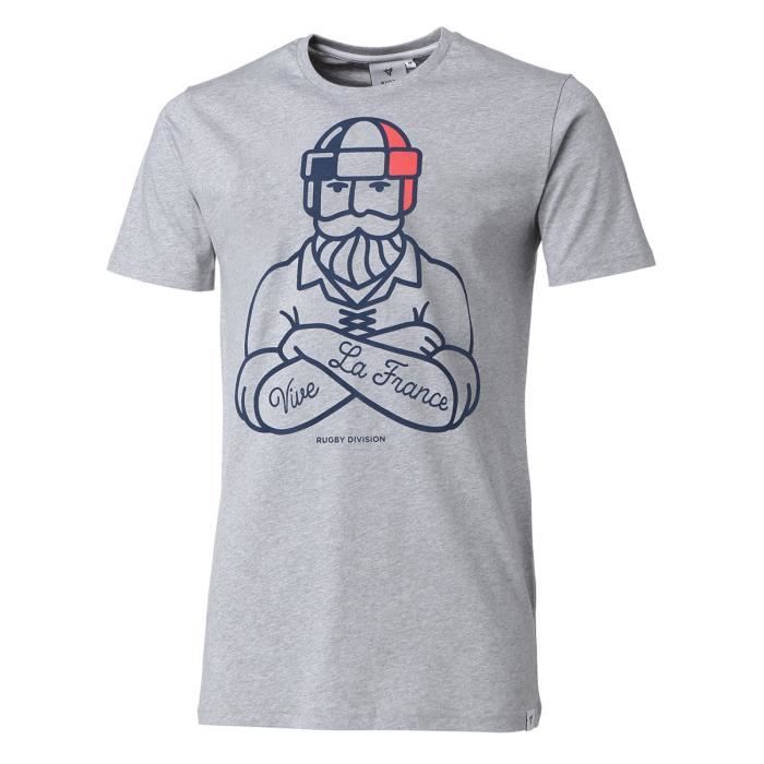 RUGBY DIVISION T-shirt col rond Costaud - Homme - Gris Chiné
