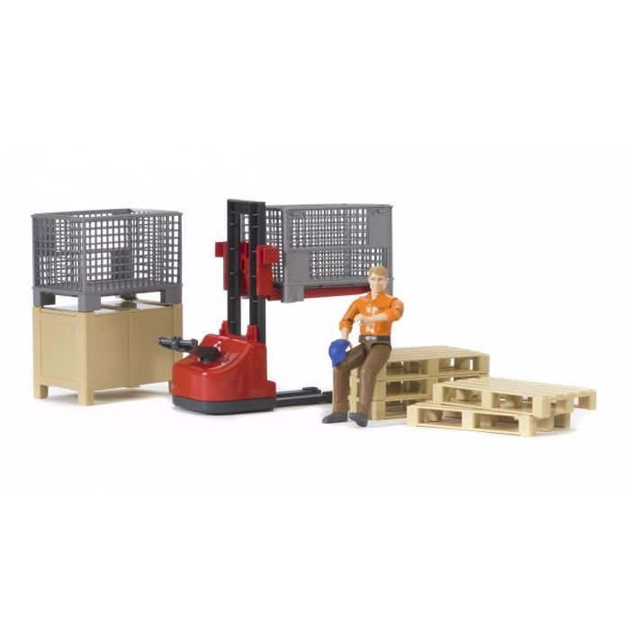 BRUDER - Set de logistique Bworld avec figurine - 20 cm