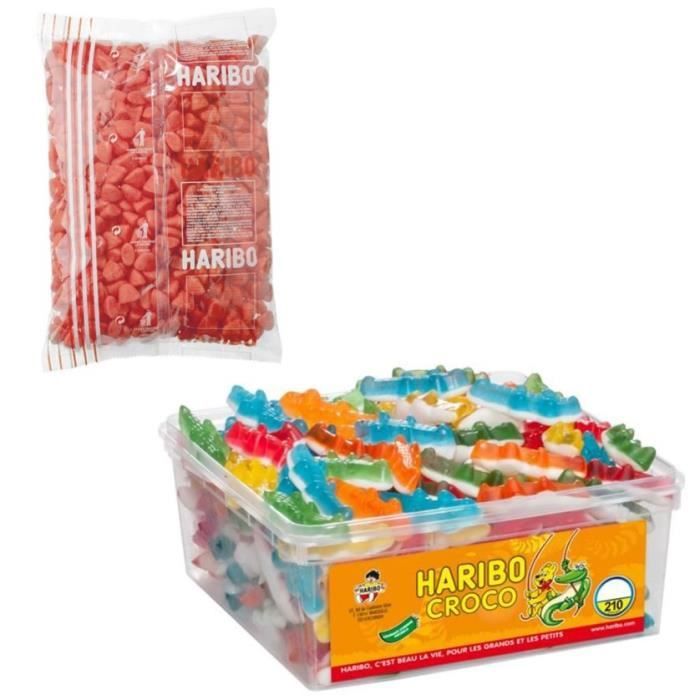 HARIBO Bac 210 Croco + Sac 1,5 kg Tagada Fraise l'Originale