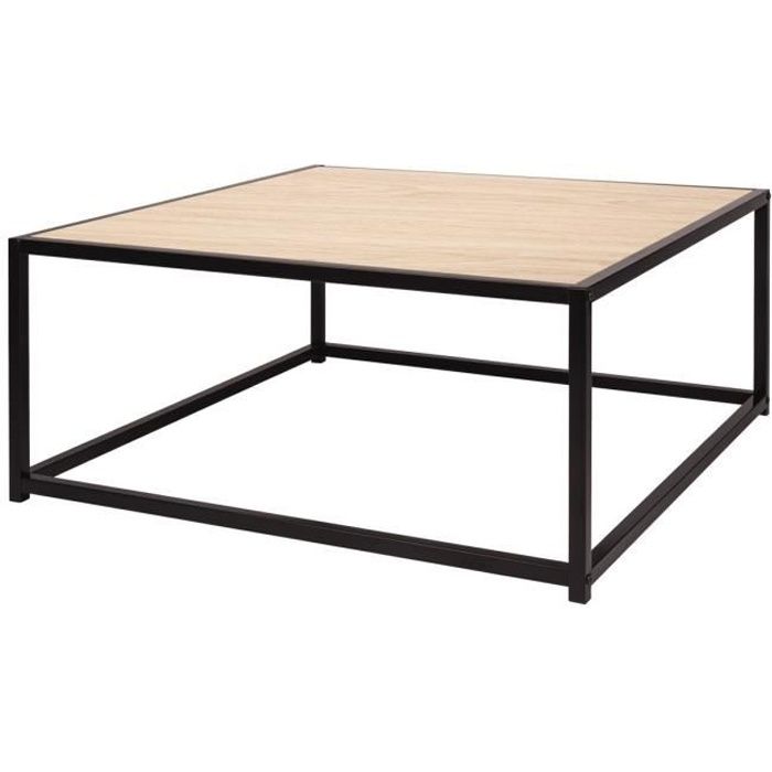 MINSK Table basse - Métal et bois - L 80 x P 80 x H 34 cm