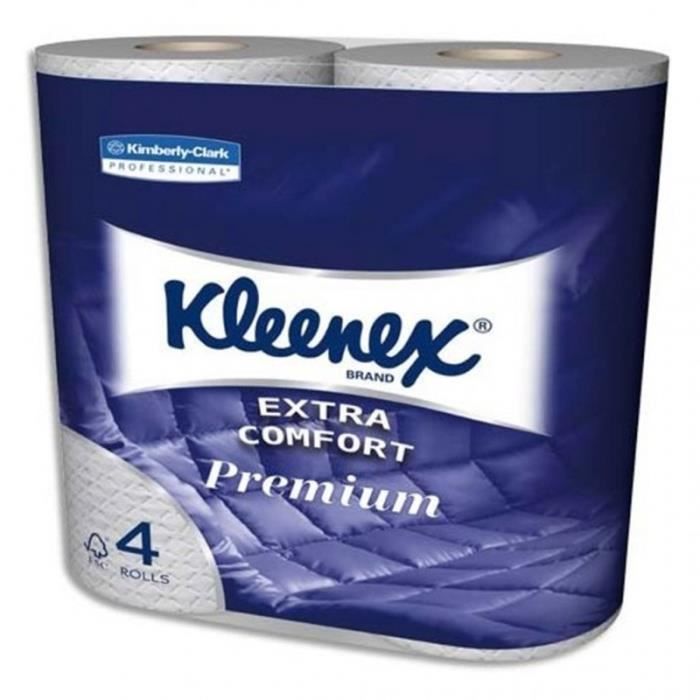 Kleenex Papier Toilette Extra Comfort Premium Blanc Aquatube 4 Rouleaux (lot de 2 soit 8 rouleaux)