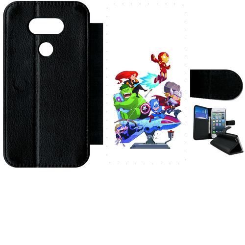 Etui à rabat lg g5 se - super heros cartoon - simili-cuir - noir