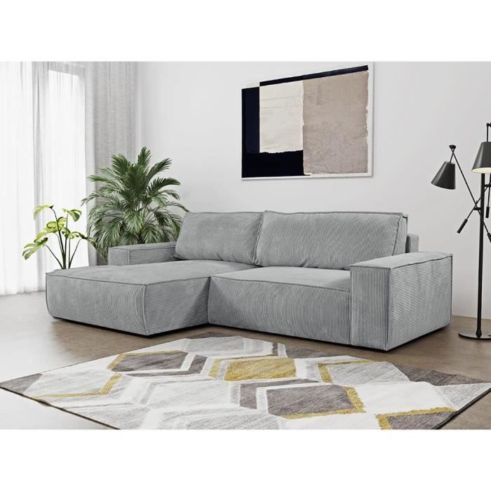 Canapé d'angle Gris Velours Design Confort