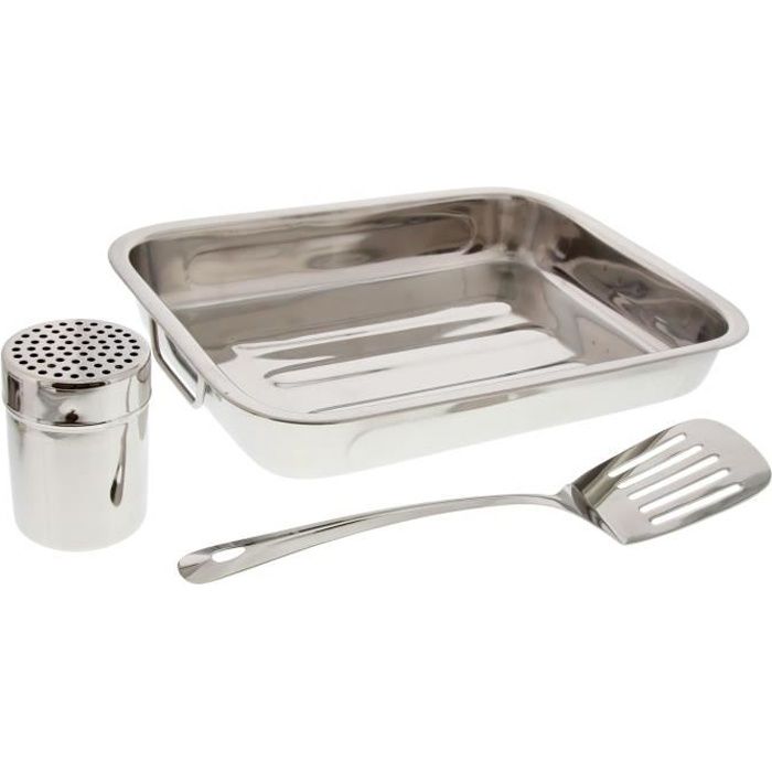 PRADEL EXCELLENCE Plat à lasagnes inox avec spatule et saupoudreur - Acier inoxydable