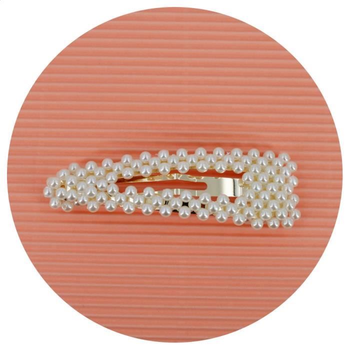 Grande barrette cheveux clip perles - pince cheveux perles 8.5cm - RC006264
