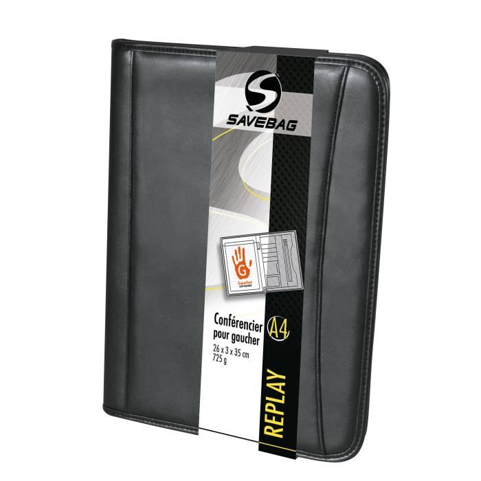 SAVEBAG Conférencier porte-tablette REPLAY format A4 - Spécial gaucher - Noir