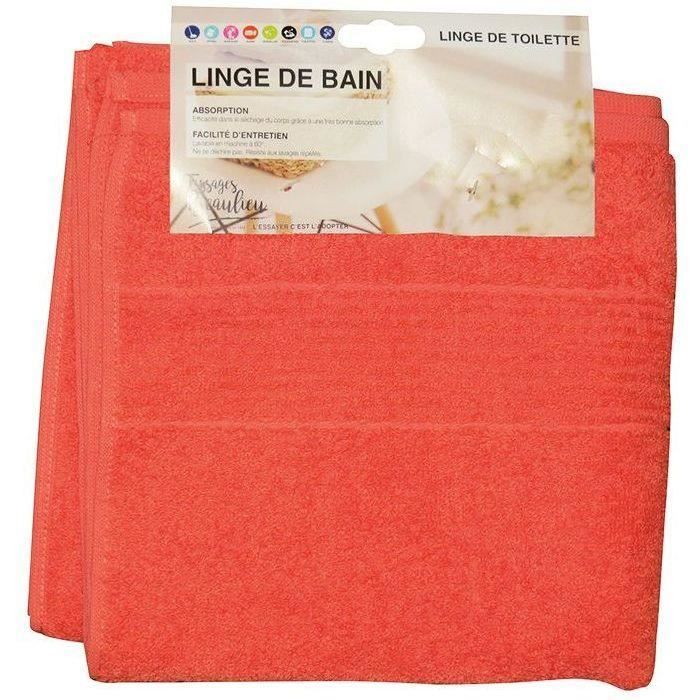 Serviette de toilette coton bio corail 50x100cm