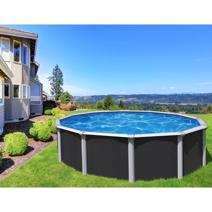 Kit Piscine hors sol acier TRIGANO Osmose - 490 x 132 cm - Ronde (Livrée avec kit filtration, tapis de sol, et échelle de sécurité)