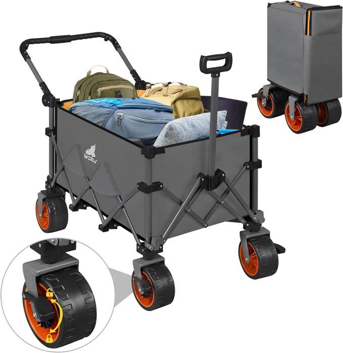 Chariot Pliable YITAHOME 200L - 100kg Charge - Roues Larges Pour Plage, Jardin, Pique-Nique