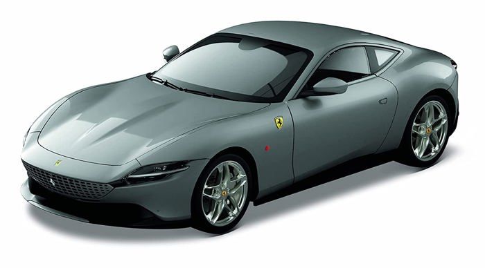 Voiture Miniature - BBURAGO - 18-26029S - Ferrari Roma - Échelle 1:24 - Finition Argentée - Portes Mobiles