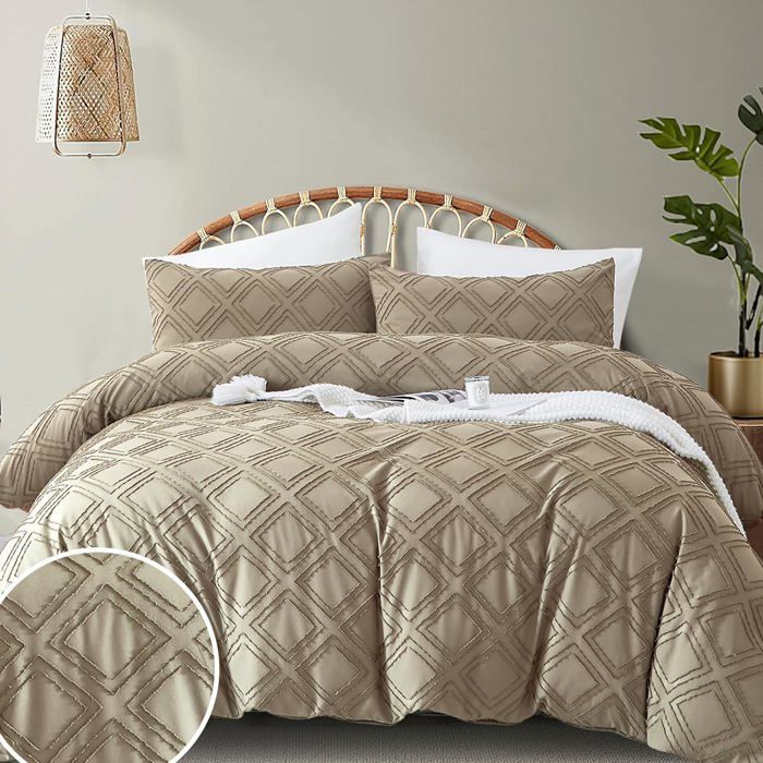 Dessus De Lit Matelassé Patchwork 240x250 – Beige Et Vert, 2 Personnes, France