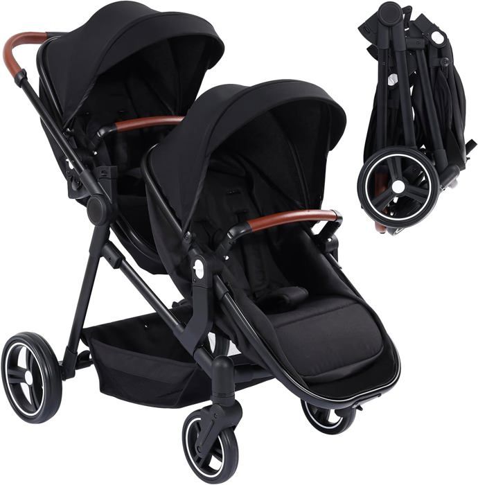Poussette Double Legere Landau Pliable de Voyage Poussette Tandem Compacte Avec Sieges Reversibles Nacelle Bebe Pour 0 36 Mois Cdiscount Puericulture Eveil bebe