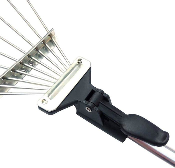 Râteau à Feuilles Réglable 94-165 Cm - 25 Dents Acier - Largeur 45 Cm Pour Pelouse, Jardin, Cour - 6