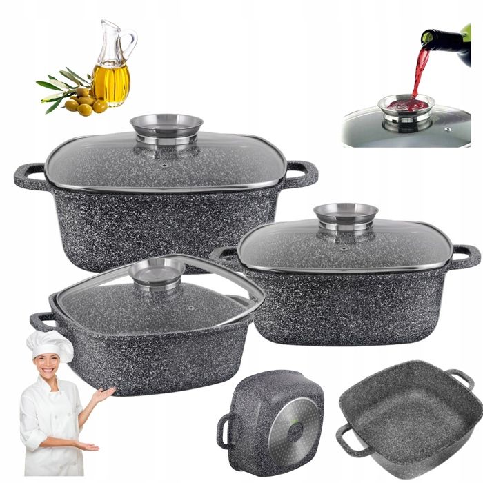 KlönBerg Set de 6 casseroles antiadhésives avec couvercle 2.3/4.5/5.9L KB3957