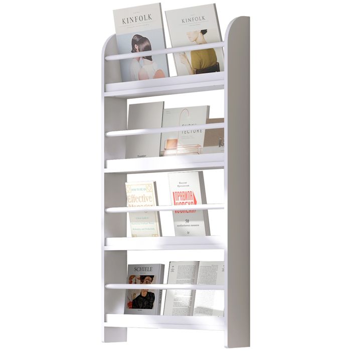 Étagère murale en bois pour livres et magazines - HOMCOM - 4 niveaux - 59x12x113 cm - blanc