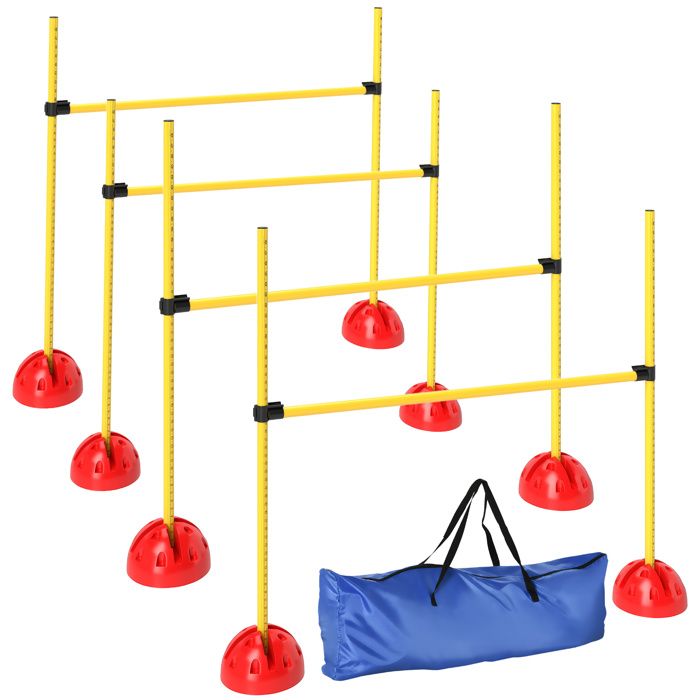 Kit déquipement dagilité pour chien - PawHut - 4 haies de saut réglables en hauteur sac de transport - jaune et orange Kit déquipement dagilité pour chien - PawHut - 4 haies de saut réglables en hauteur sac de transport - jaune et orange