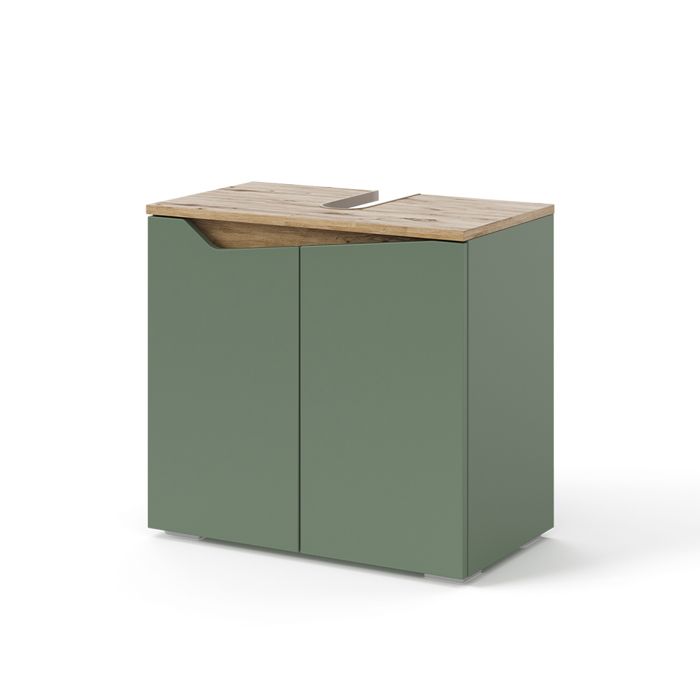 Meuble sous lavabo Marelle 60x57.5cm avec 2 portes Vert/Chêne Artisan Vicco 54399