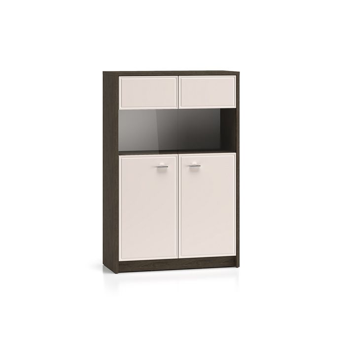 Vaisselier 2 portes Petits-meubles - Kaius - 91 6 x 40 x 140 5cm - Cachemire et Bois foncé