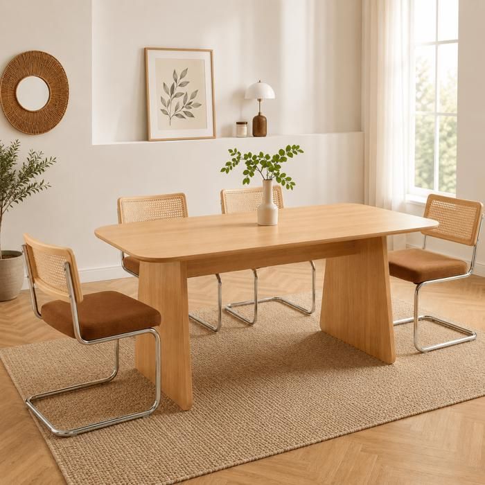 Table à manger LANGO rectangulaire effet chêne 180 cm - Bois