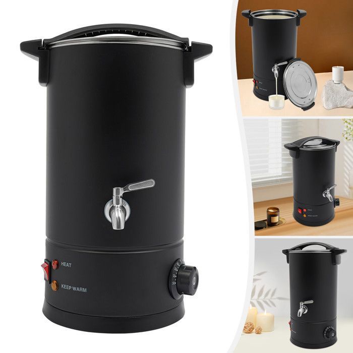 10L Fondeur de Cire 1800W - Pot Chauffante à Cire Électrique - Kit de Fonte de Cire en Acier Inoxydable - Fondeur de Cire (Noir)