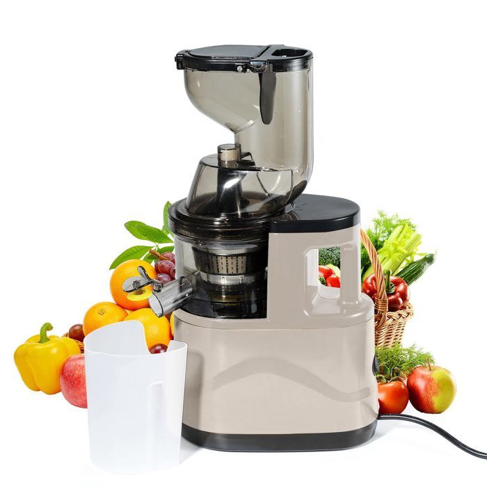 Extracteur de Jus à Extraction Lente avec Large Goulotte dalimentation de 8 cm pour Fruits et Légumes entiers Filtre Double - Uverbon