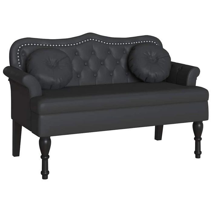Banc Chesterfield en cuir synthétique - vidaXL - Noir - 1205x65x75 cm - Capitonnage à boutons - Cadre en contreplaqué