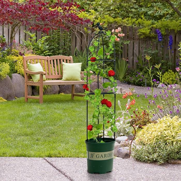 Treillis pour plantes grimpantes - SHIPENOPHY - Ajustable - Antirouille - Design élégant - Facile à installer