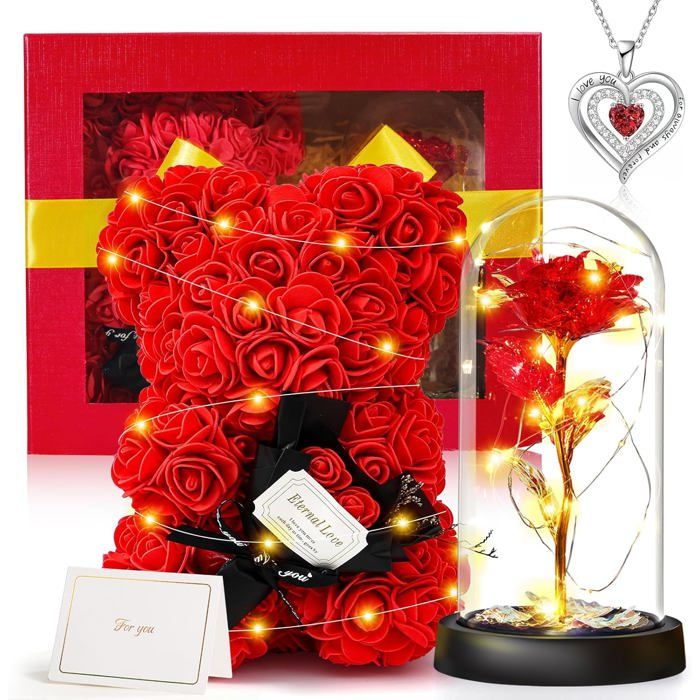Rose éternelle Avec Collier Cœur - Cadeau Romantique Pour Femme - Boîte Cadeau Bijoux - Anniversaire, Saint-Valentin, Noël Rose éternelle Collier Cœur Rose éternelle Avec Collier Cœur - Cadeau Romantique Pour Femme - Boîte Cadeau Bijoux - Anniversaire, Saint-Valentin, Noël Rose éternelle Collier Cœur