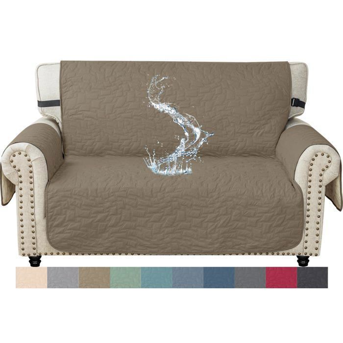 Housse Canapé 2 Places Protege Canape Chien Chat Sofa Cover verselle Lavable Résistant Café Clair Label