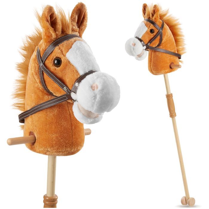 Jouet à bascule - TECTAKE - Cheval à bascule en peluche avec roulettes à partir de 24 mois 24 x 26 x 103 cm - Marron