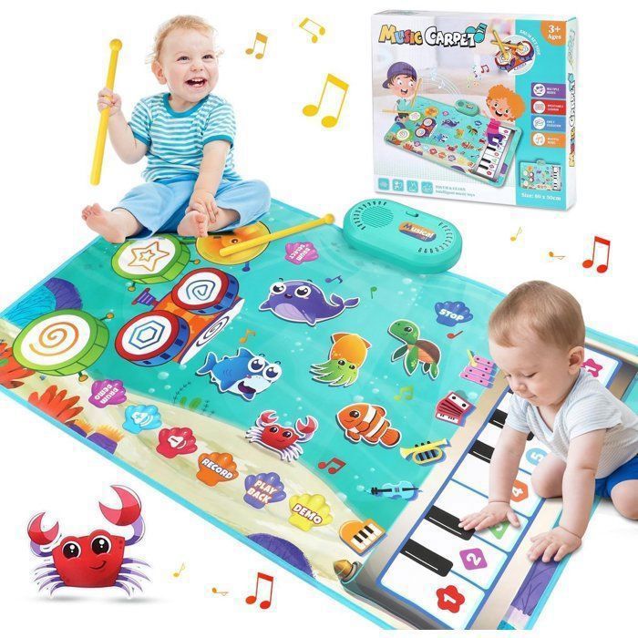 Tapis musical 3 en 1 - Jouets pour enfants de 1 2 et 3 ans - Tapis de danse - Tapis de piano - Tapis de jeu motif an TAPI ENEVAOCT