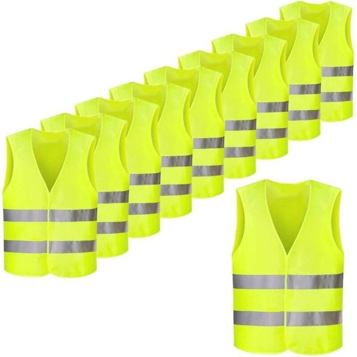 Lot de 10PCS Gilets de Sécurité Jaune Fluo Réfléchissant Haute Visibilité pour Cycliste Conducteur Coureur Eboueur etc 7046 CM Lot de 10PCS Gilets de Sécurité Jaune Fluo Réfléchissant Haute Visibilité pour Cycliste Conducteur Coureur Eboueur etc 7046 CM