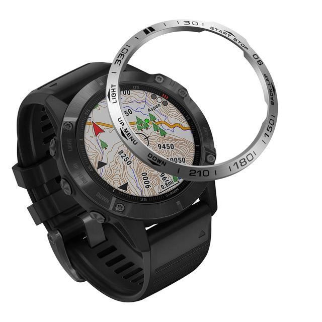 Cadran / Lunette De Protection En Acier Inox Pour Montre Garmin Fenix 6X - Accessoire De Remplacement