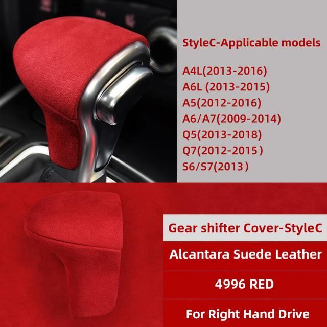 Style C Rouge RHD - Alcantara-Autocollant de couverture de pommeau
