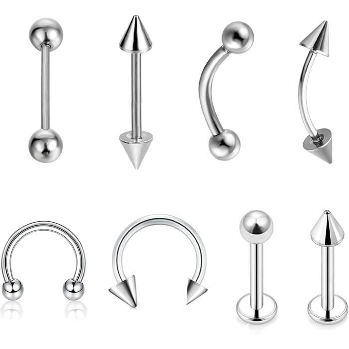 Piercing Oreiller Cartilage Anneau Clicker Chaîne Acier Chirurgical 316L Argenté