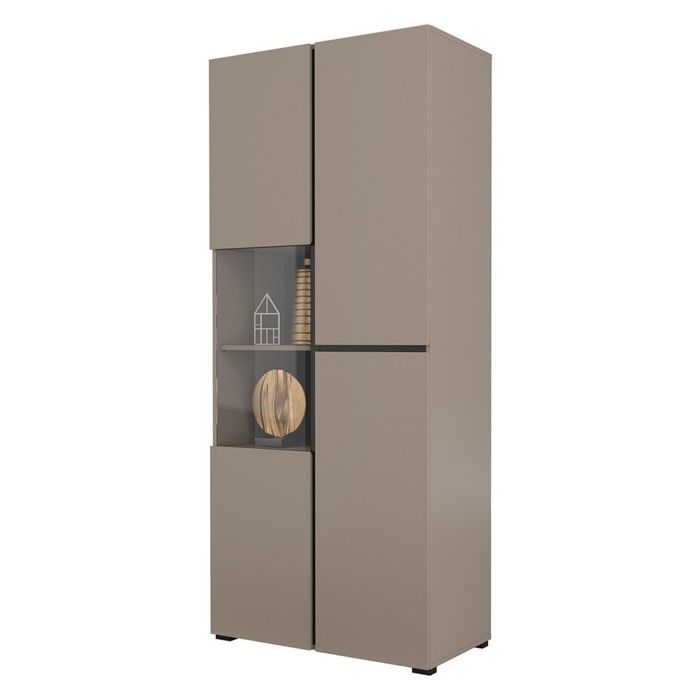 Vitrine haute 2 portes collection HAVANA. Coloris beige et noir. Vitrine haute 2 portes collection HAVANA. Coloris beige et noir.