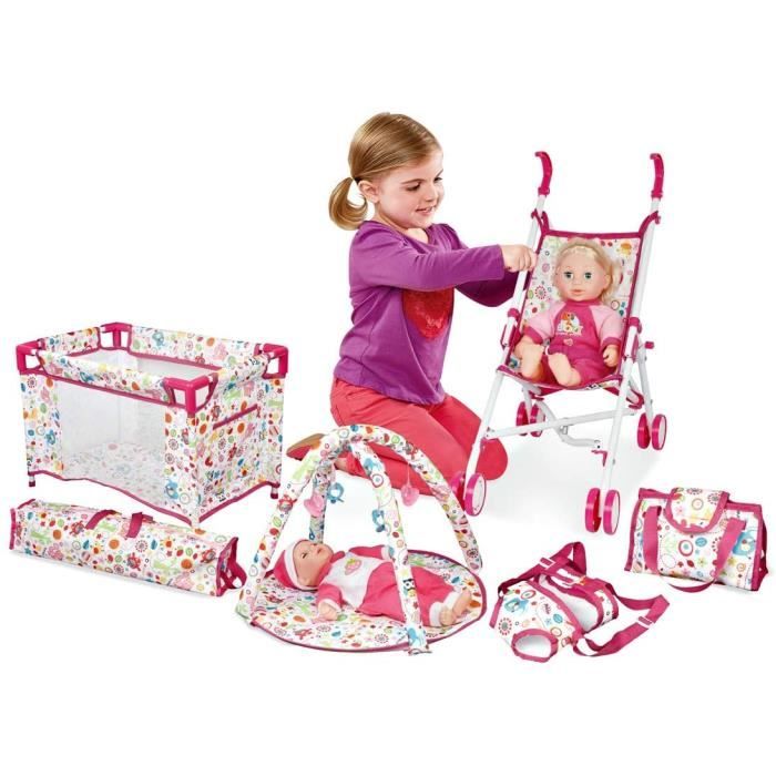 Ensemble d'accessoires de poupée de luxe JC Toys, Chaise haute, berceau,  baignoire et accessoires supplémentaires pour poupées jusqu'à 27,9 cm