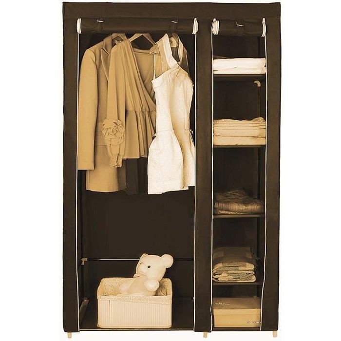 Penderie Souple Armoire En Tissu Pour Entree Chambre Marron L