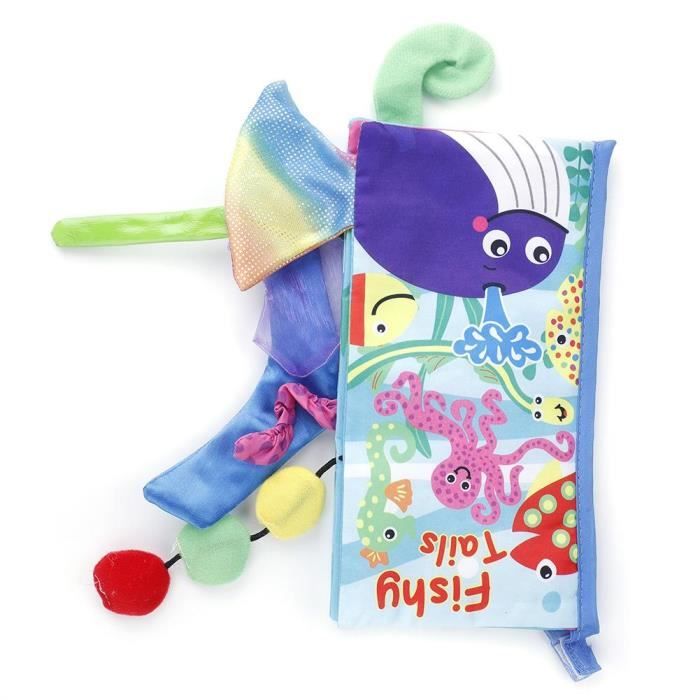 Livres Tissu Bébés Avec Queues D'Animaux - Jouets Sensoriels Interactifs 0-12 Mois