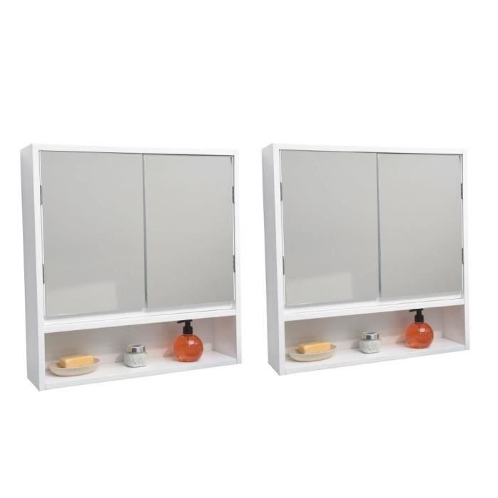Lot De 2 3 En 1 Meuble Haut De Salle De Bain 2 Portes 1