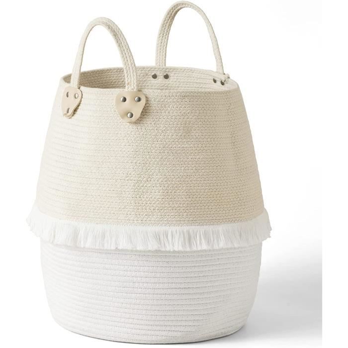 Panier Mural En Rotin Beige - 34x15x26 Cm, Rangement Déco Pour Salle De Bain, Cuisine Ou Salon