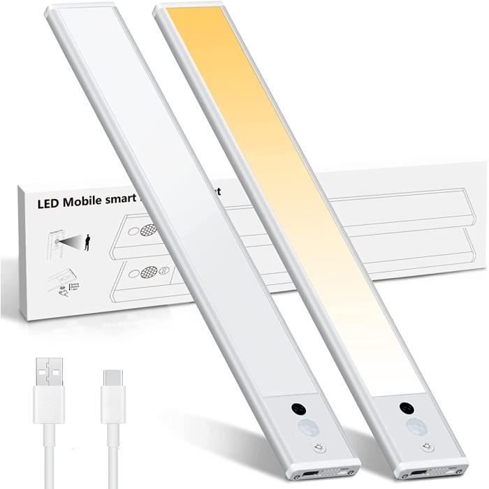 Drppepioner Appliques Murales-LED Lumière Sous Armoire Capteur De Mouvement Lumineux Adhésif Magnétique Intérieur Lumière Sous Comptoir Charge USB Sans Fil