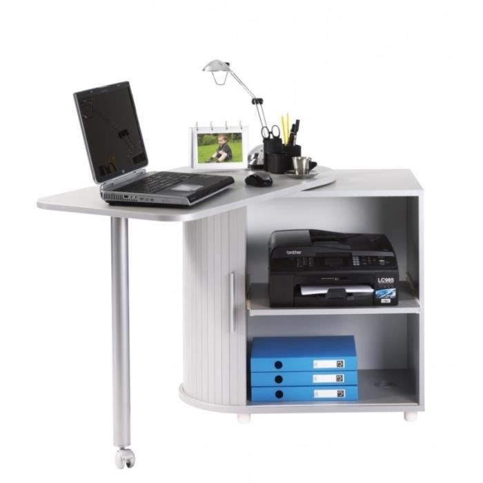 bureau informatique alu table pivotante et rangement - top secret 300 - l 105 x l 55 x h 74.7 cm
