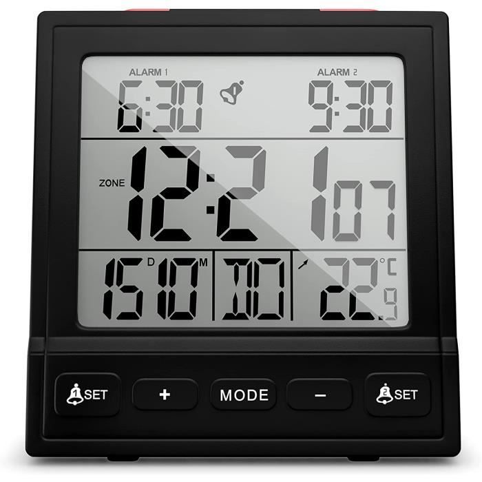 Horloge Radio-pilotée Soytich Avec Thermomètre Et Réveil – écran Numérique Bleu – Moderne