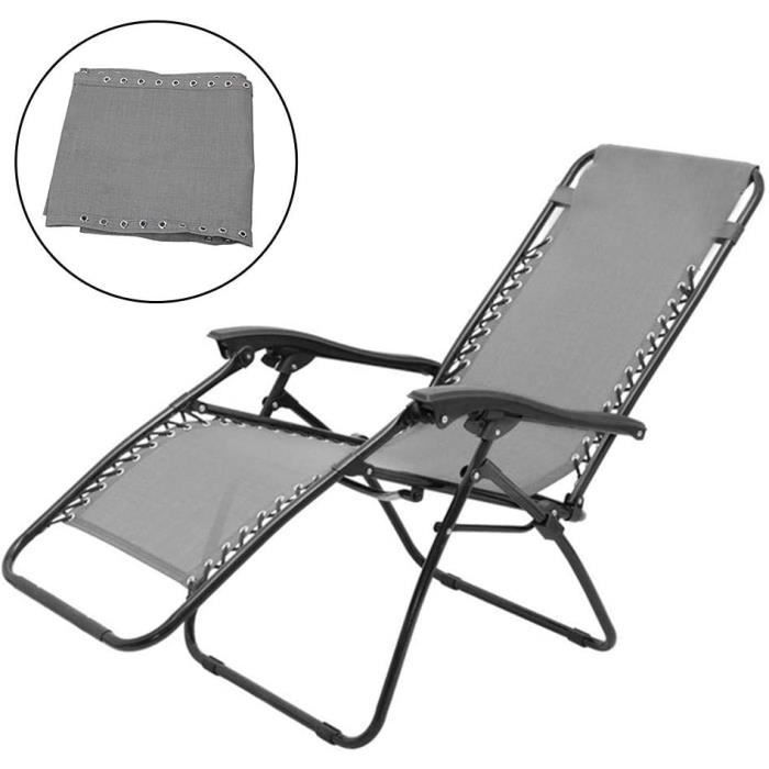 Tissu Rechange pour Fauteuil Inclinable Chaise Longue Transat de Jardin Coussin Lit Surélevé 160x43cm/63x17inch Gris
