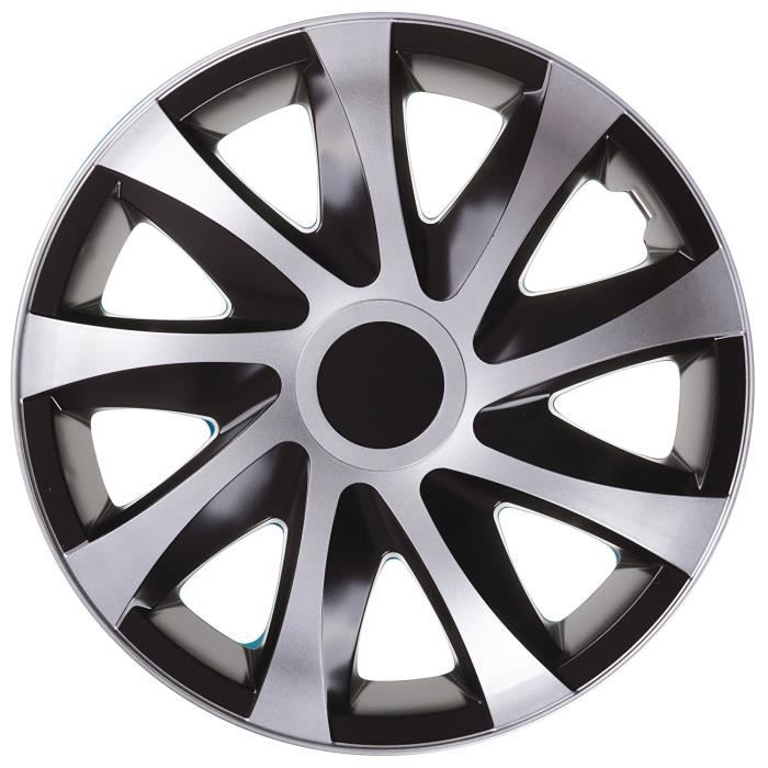 Enjoliveurs de roues DRACO CS noir-argent 13 lot de 4 pièces