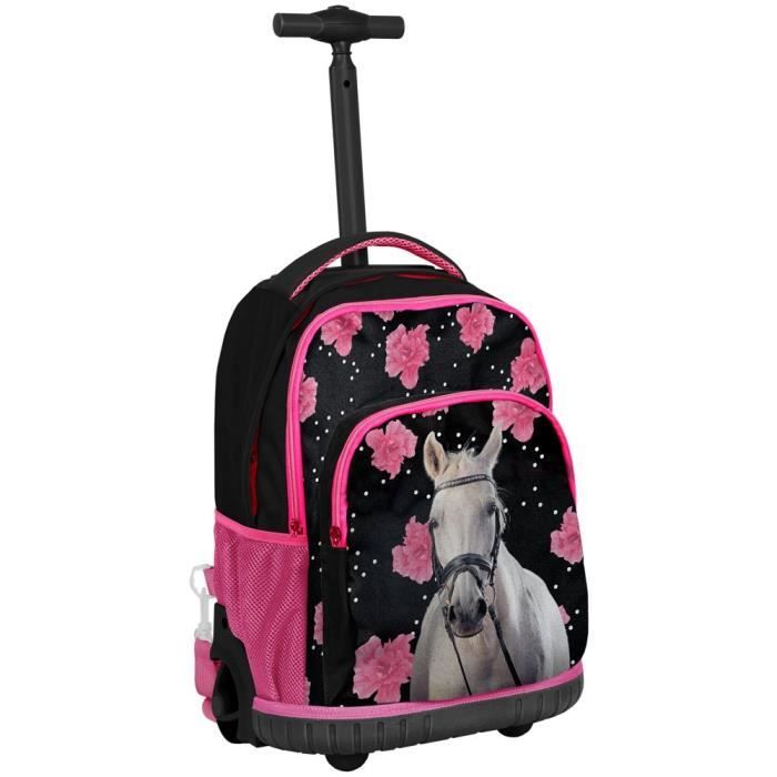 Sac a dos a roulettes Cheval Flower 44 CM trolley Haut de Gamme Cartable Cdiscount