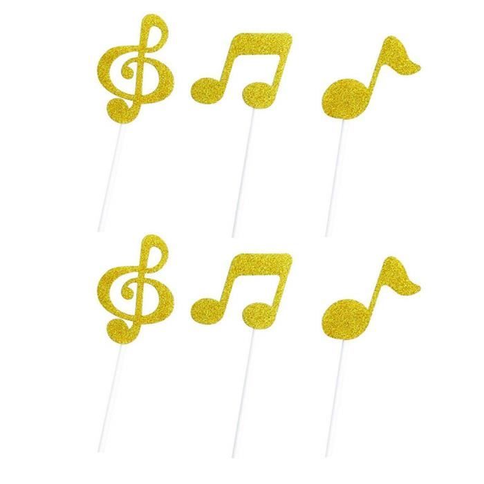 Bju 6 Pieces Mariage Dessin Anime Festival Musique Notes Paillettes Papier Dessert Gateau Decor Theme Decoration De Gateaux Bricolag Achat Vente Figurine Decor Gateau Cdiscount