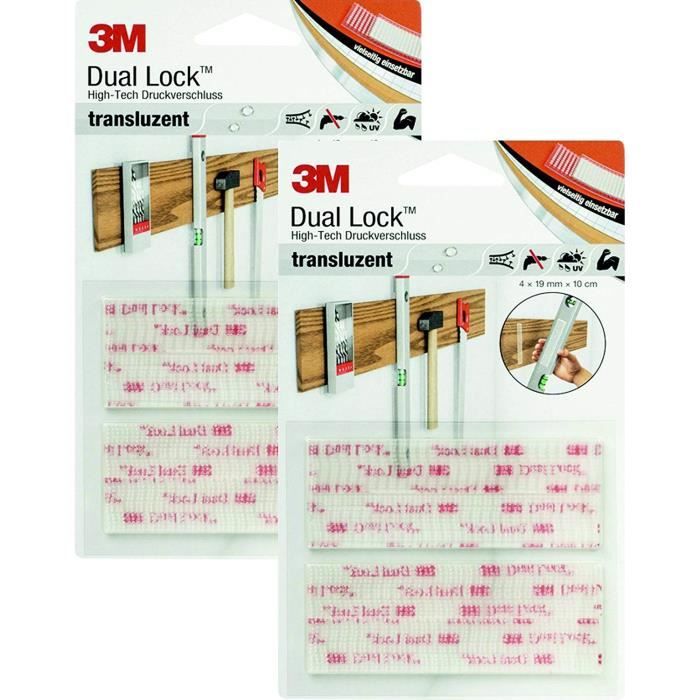 3M Dual Lock Klett-Power High-Tech fermeture /à pression 19 mm x 100 mm autocollant Pack of 2 Set