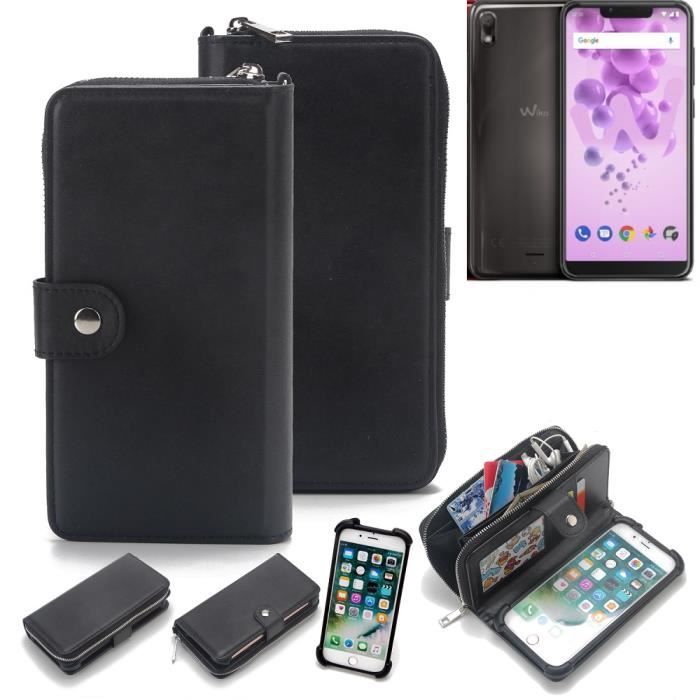 Shantime Custodia Wiko View 2 GO Portafoglio: Tessuto Oxford E Pelle Con Tasche E Supporto - 2